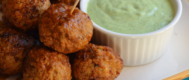 Smoky Meatballs with Cilantro Aioli